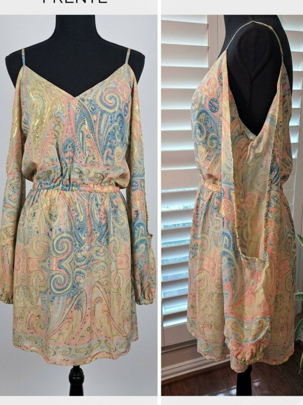 Paisley Gold Multicolor Boho Dress One Size - Picture 2 of 12